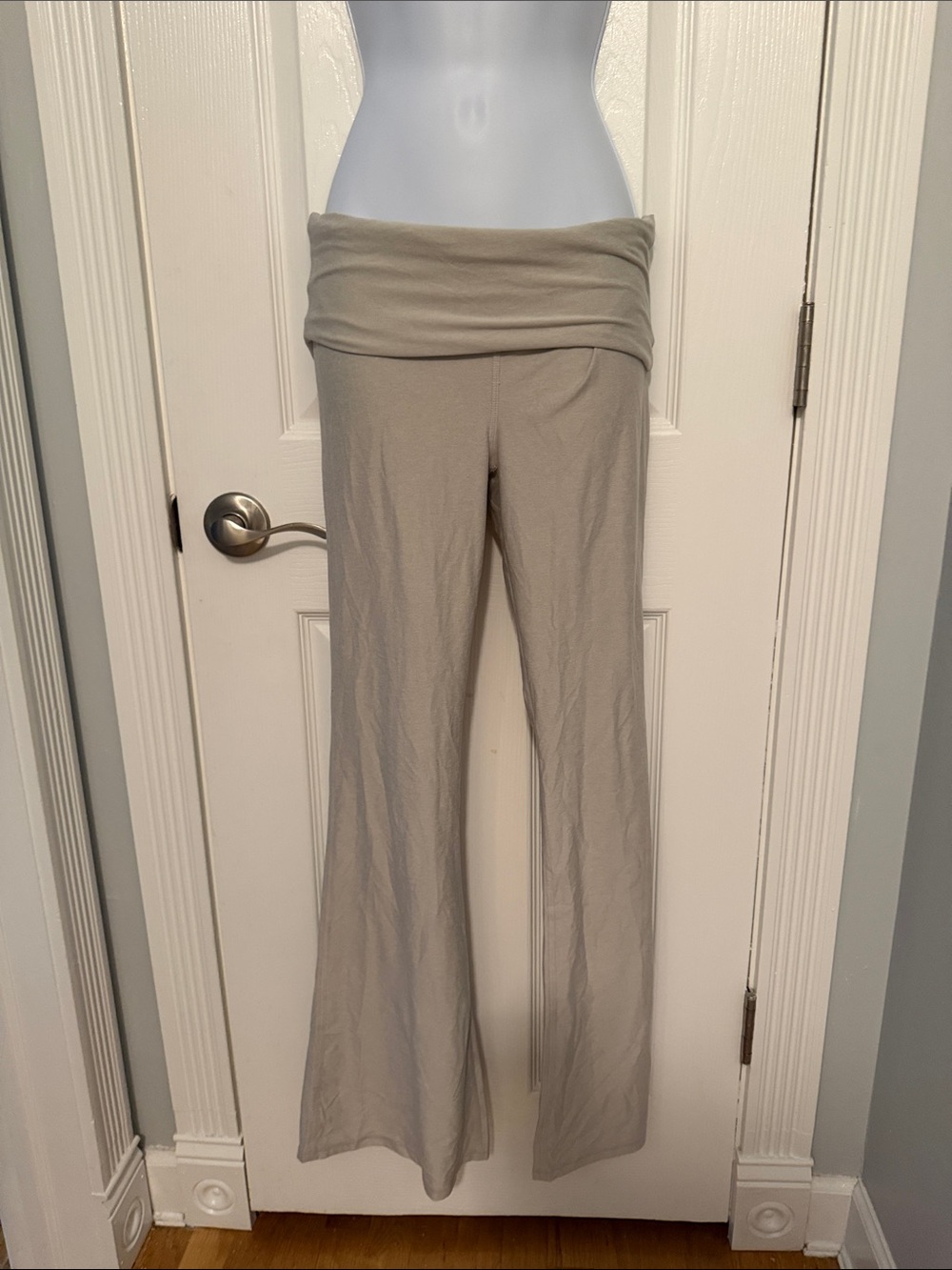 Fabletics Fold-Over Waist Wide-Leg Pants — Light Taupe